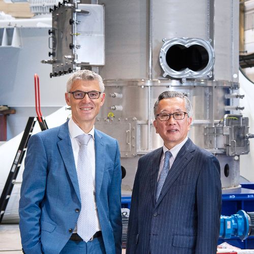 Christophe Krug (l) and Mr. MINAMI Hiroshi